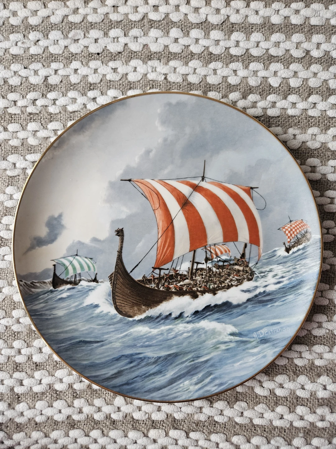 Royal Cornwall "Viking Drakar" Decorative Plate by A.D. Estrehan