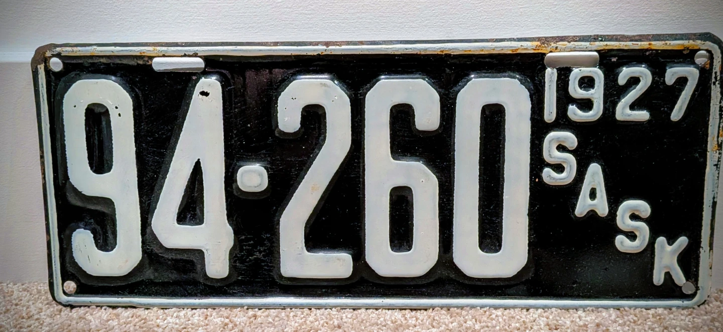 1927 SASK. LICENCE PLATE VINTAGE RARE