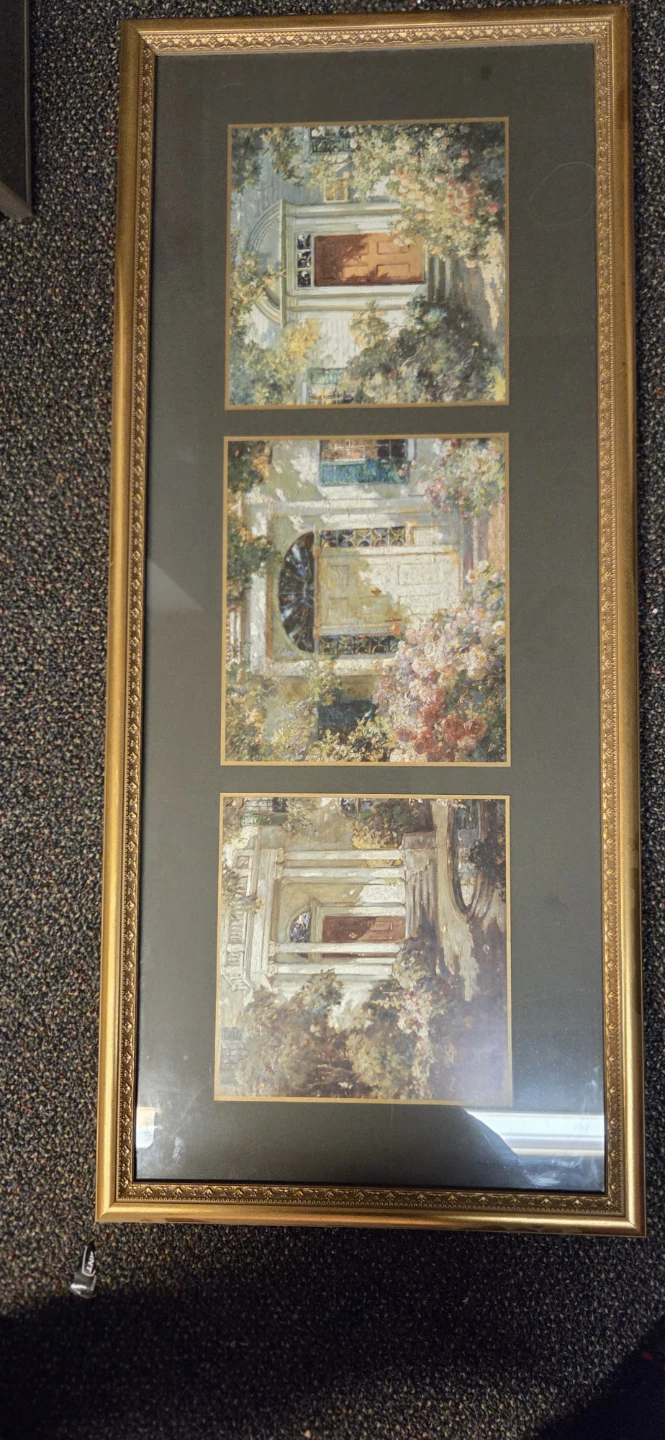Framed Set of 3 Vintage Floral Door Art Prints