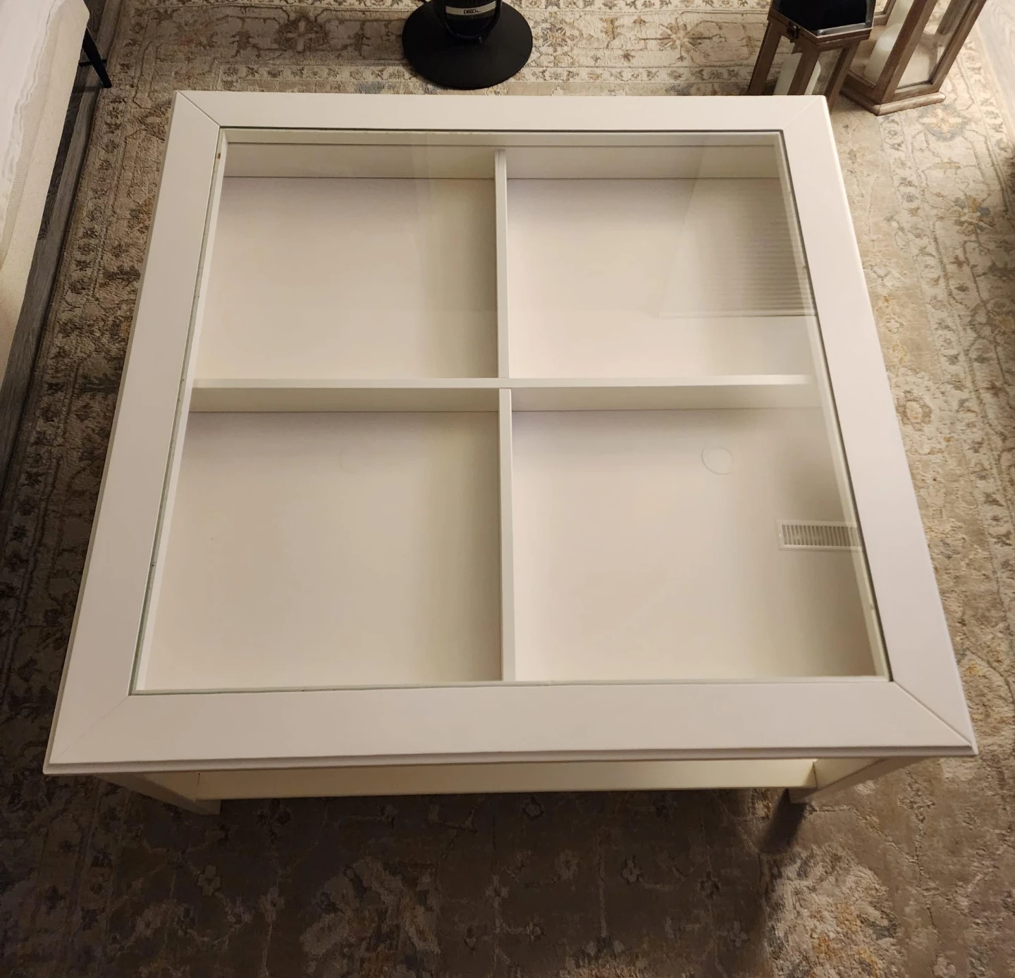 Ikea White Coffee Table with Glass Top and Drawers