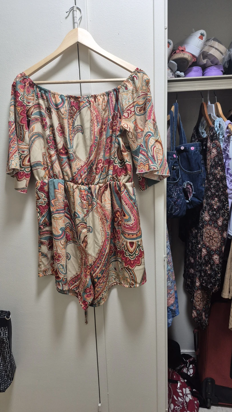 Paisley Off-the-Shoulder Romper