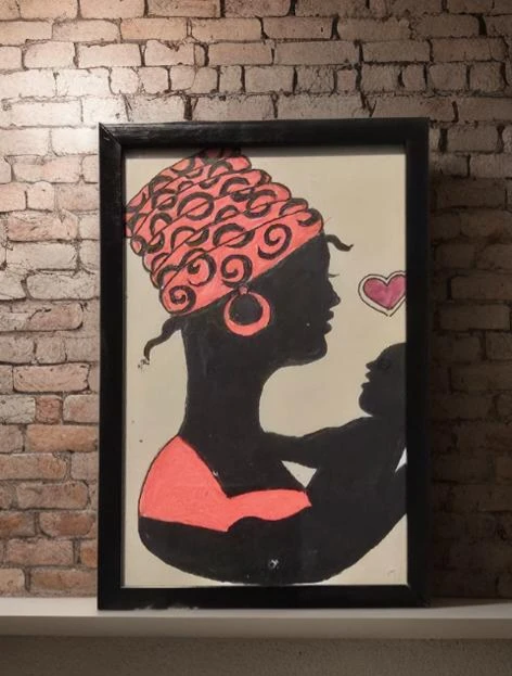 Small Framed Wall Art Print - Mother and Child Silhouette