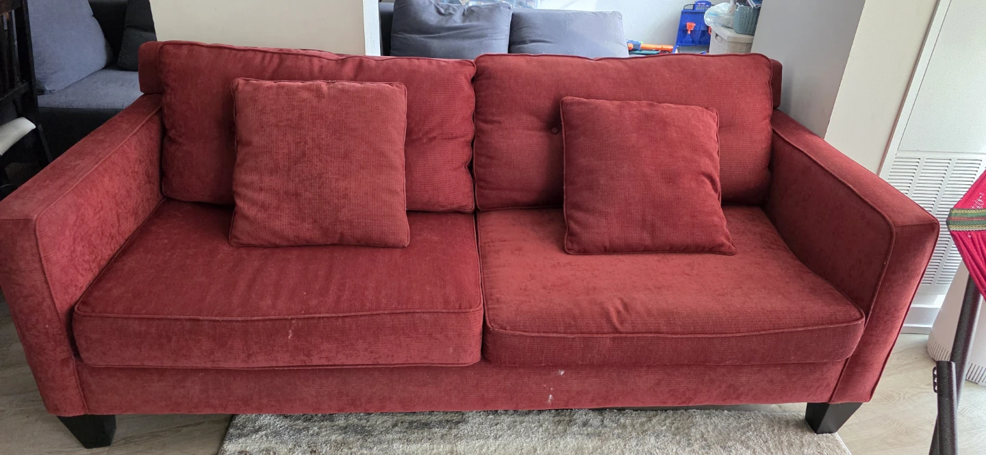 Red Sofa with Accent Pillows - photo 2