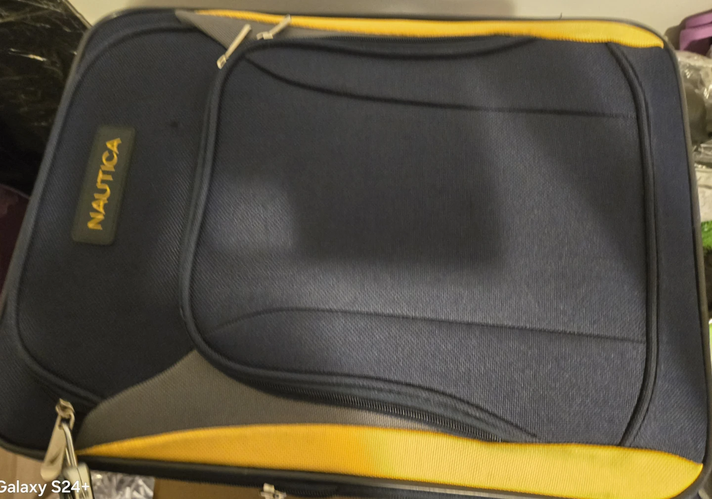 Nautica Navy Blue & Yellow Hardside Spinner  Carry on Suitcase - photo 2