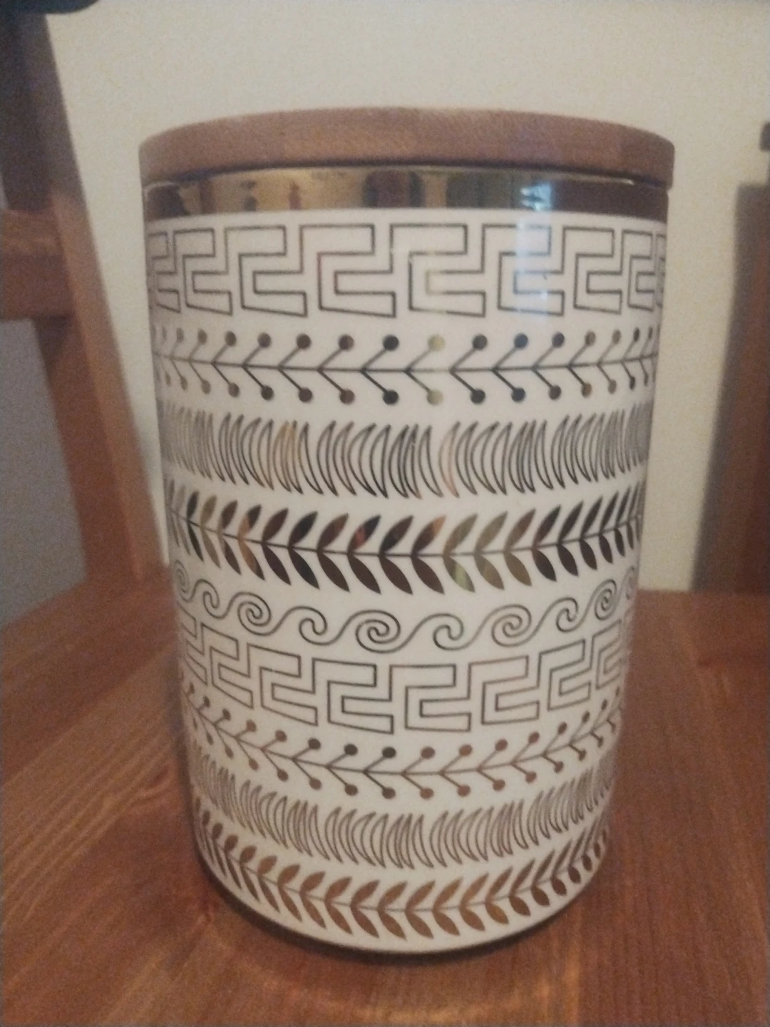 Decorative Storage Canister with Wood Lid