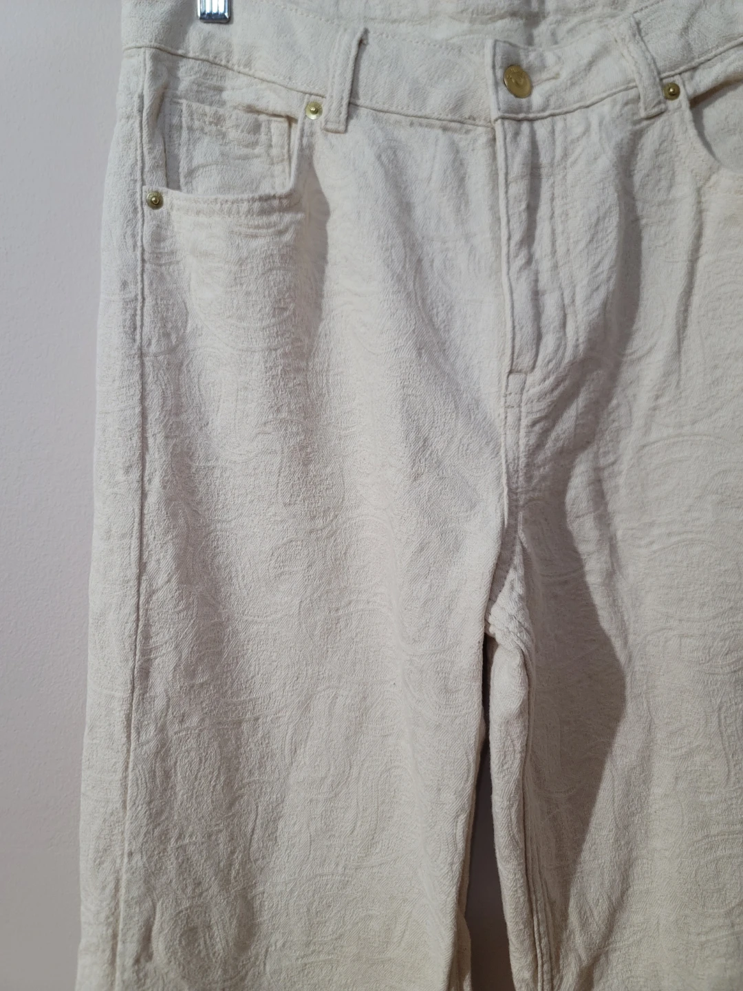 Cream Paisley Jacquard Pant Sz 6 Cotton Coastal Festival - photo 4