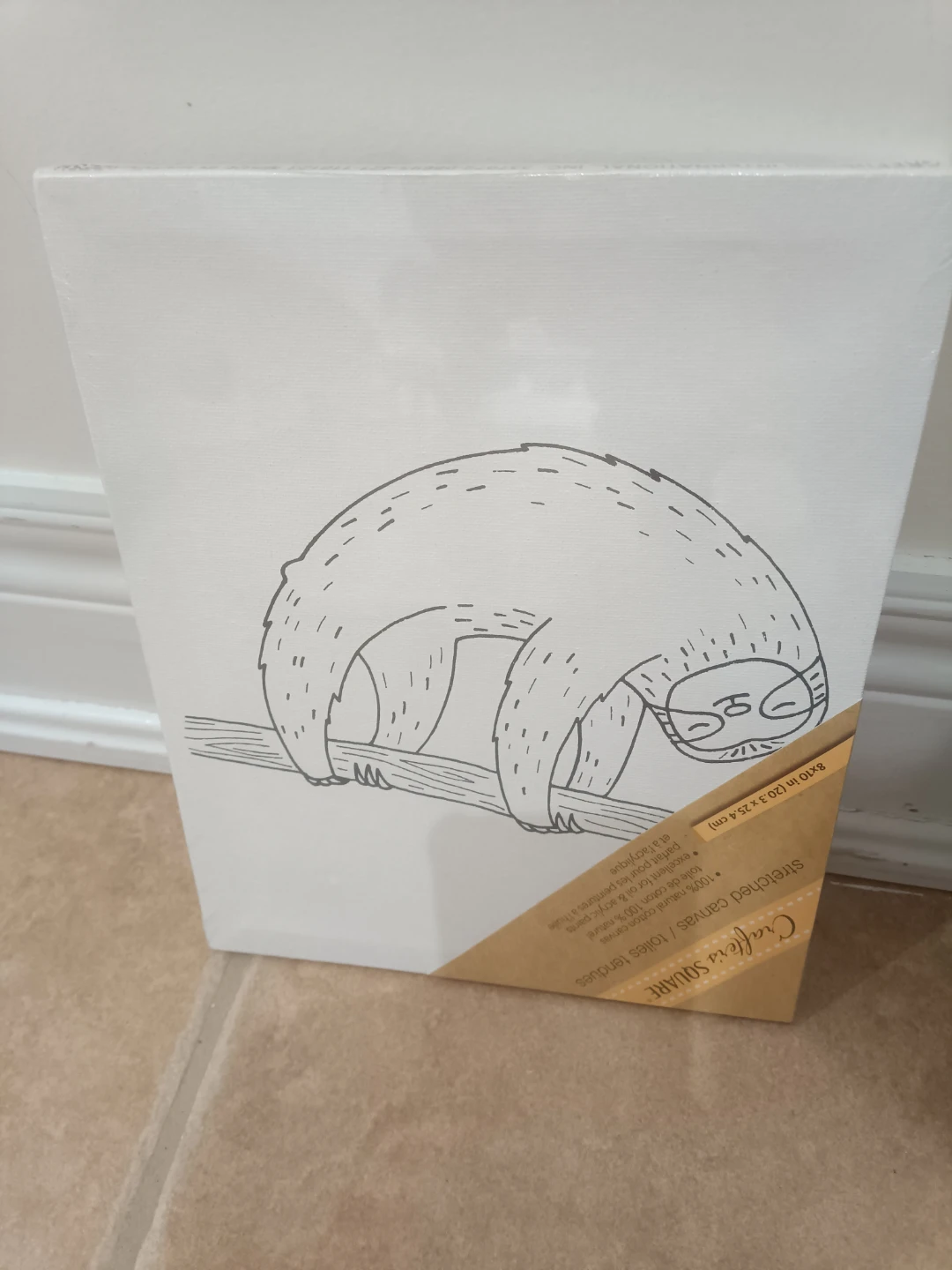 Crafter's Square Stretched Canvas 8x10 in Sloth Design