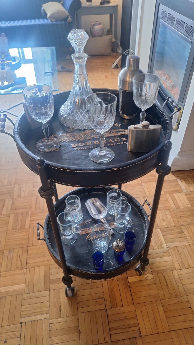 Two-Tiered Bar Cart with Wine Branding
