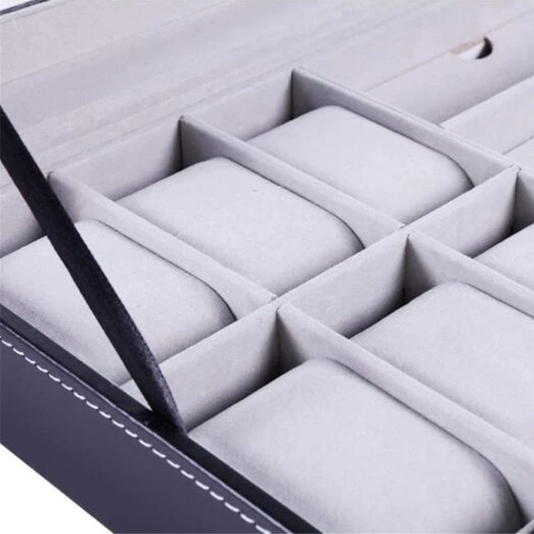 Watch Box & Jewelry Organizer, 6 Slot Watches 3 Glasses Storage - photo 2