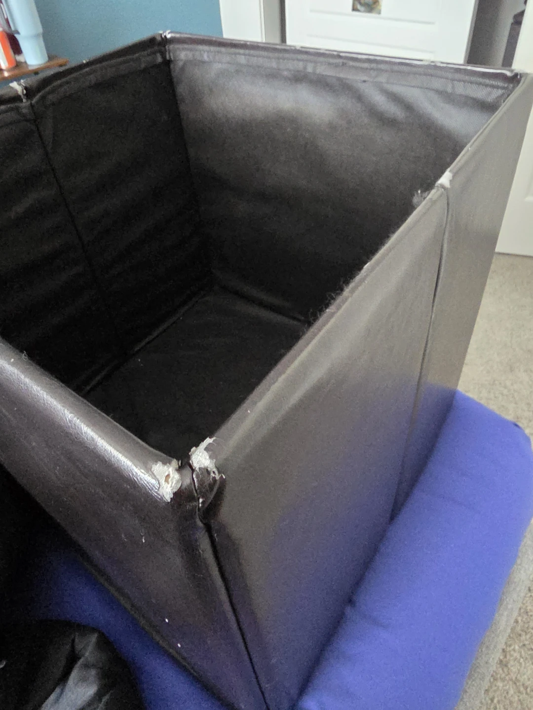 Black Faux Leather Storage Ottoman (Gently used) - photo 5