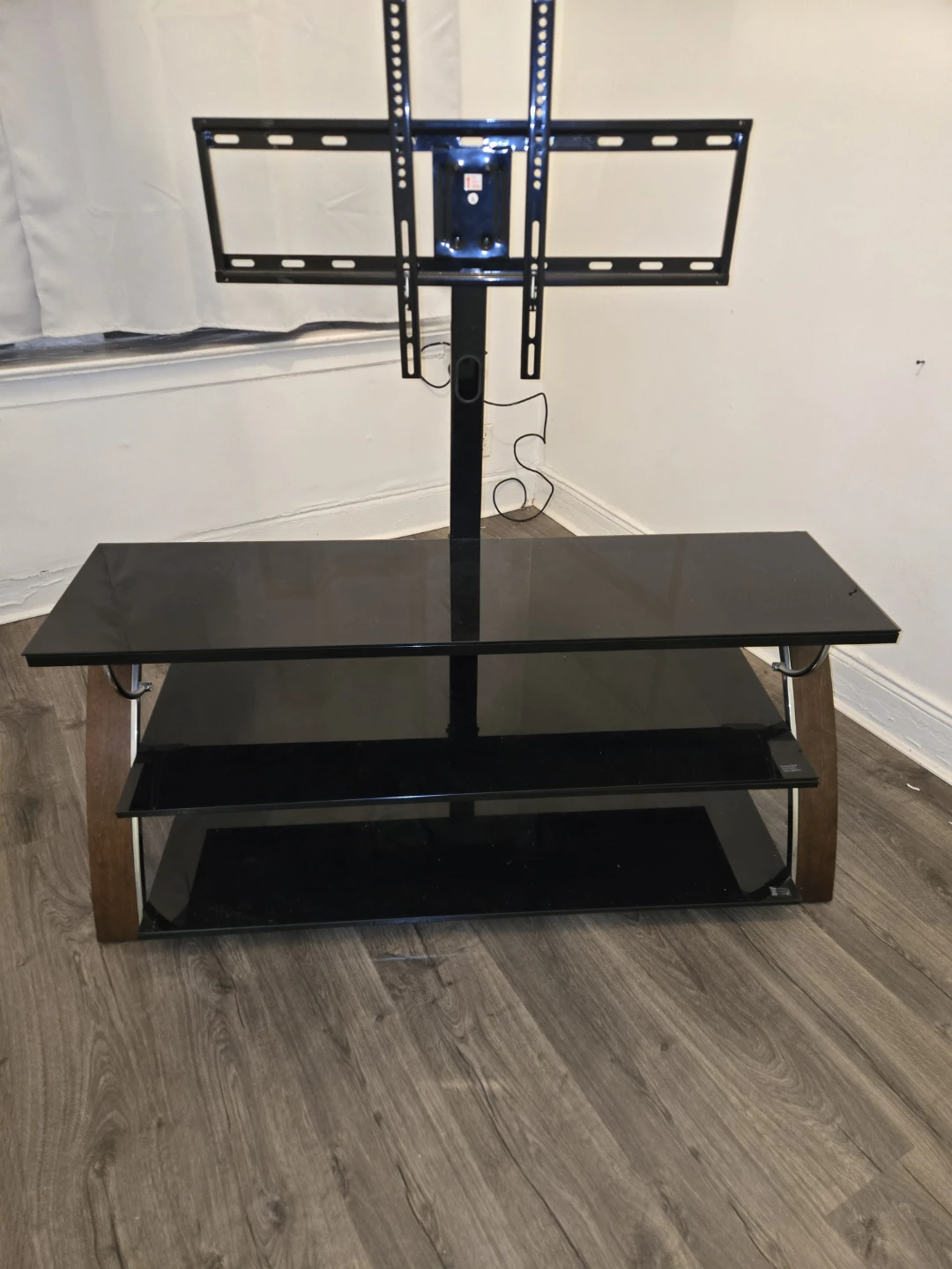 Black Glass TV Stand with Mount