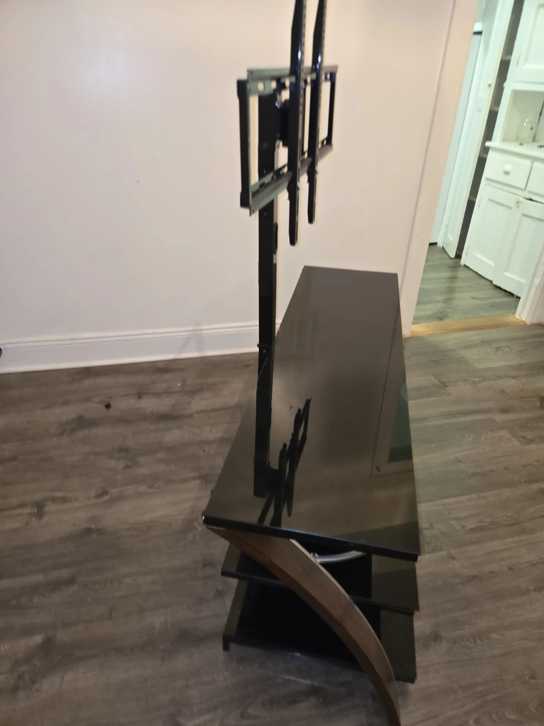 Black Glass TV Stand with Mount - photo 2