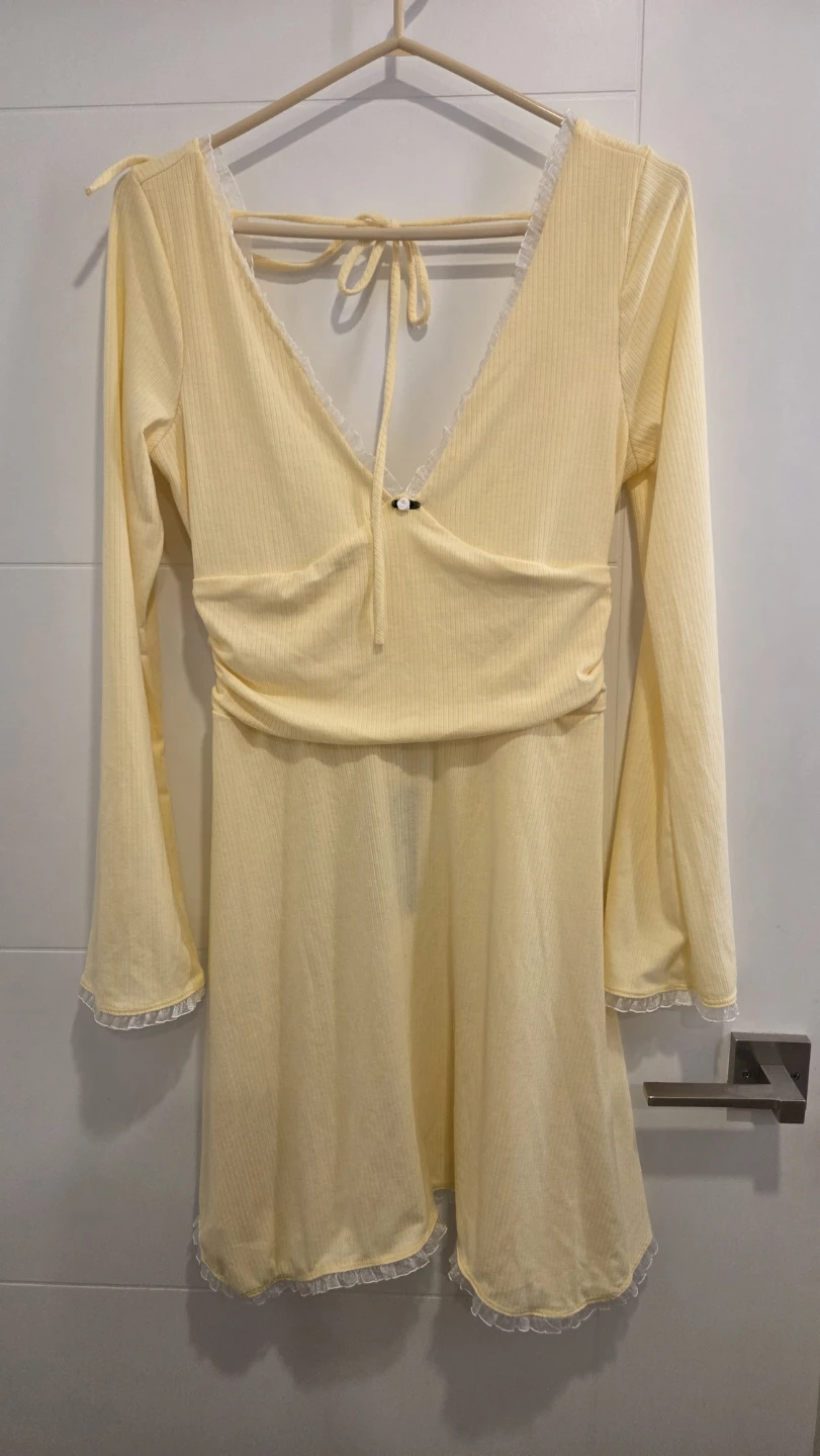 Fashion Nova Love Zone Ribbed Mini Dress - Yellow - Size L