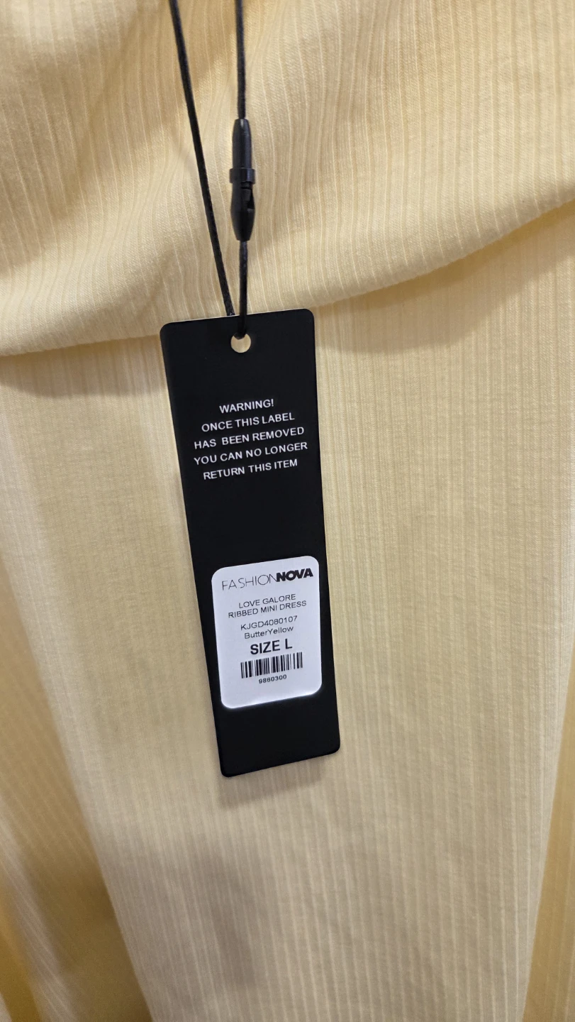 Fashion Nova Love Zone Ribbed Mini Dress - Yellow - Size L - photo 4