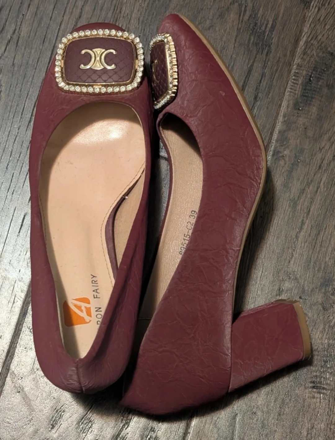 Women's Burgundy Pumps with Embellishment - Size 39 - photo 3