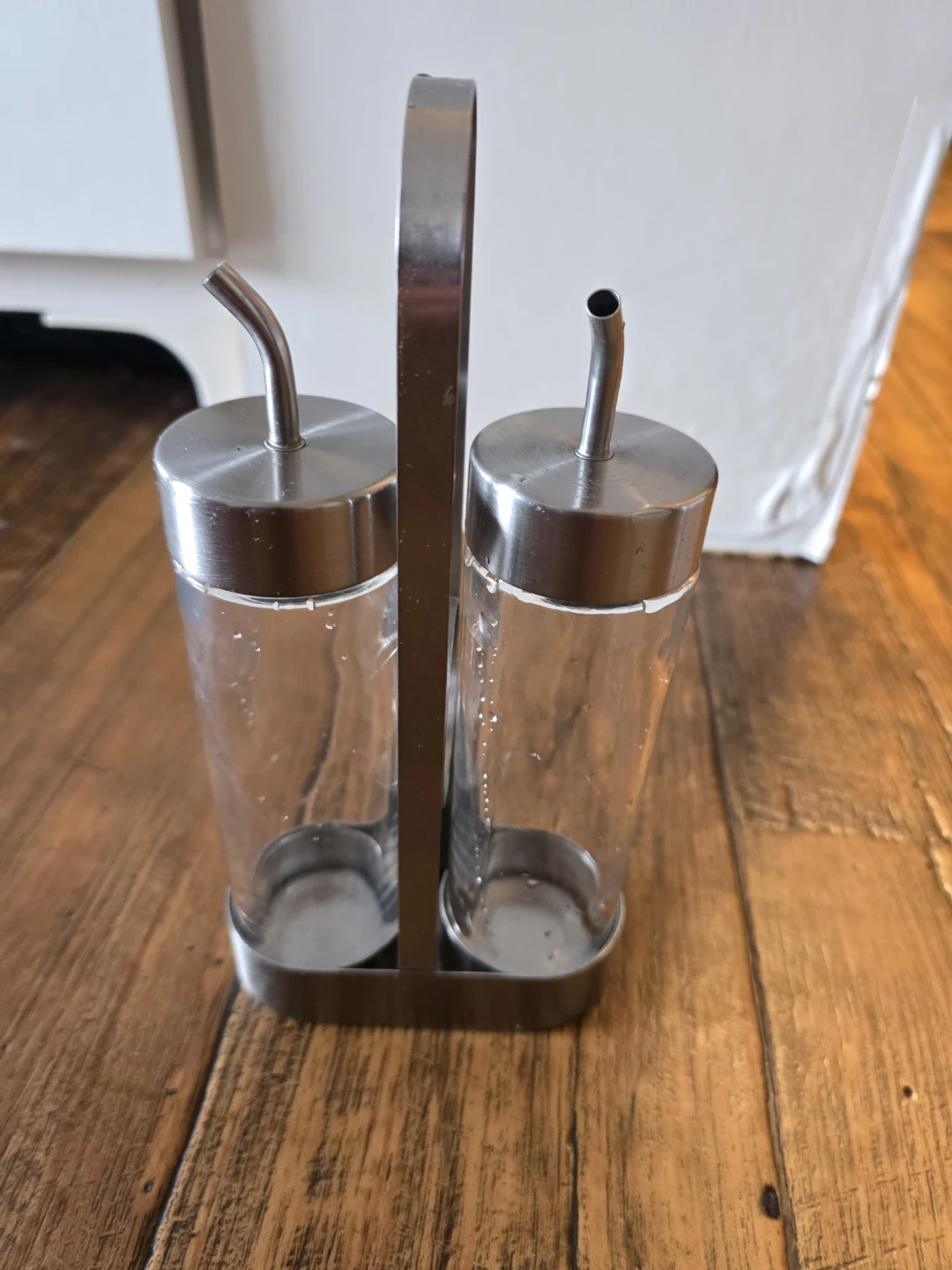 IKEA Oil and Vinegar Set 2 Glass Bottles with Stand