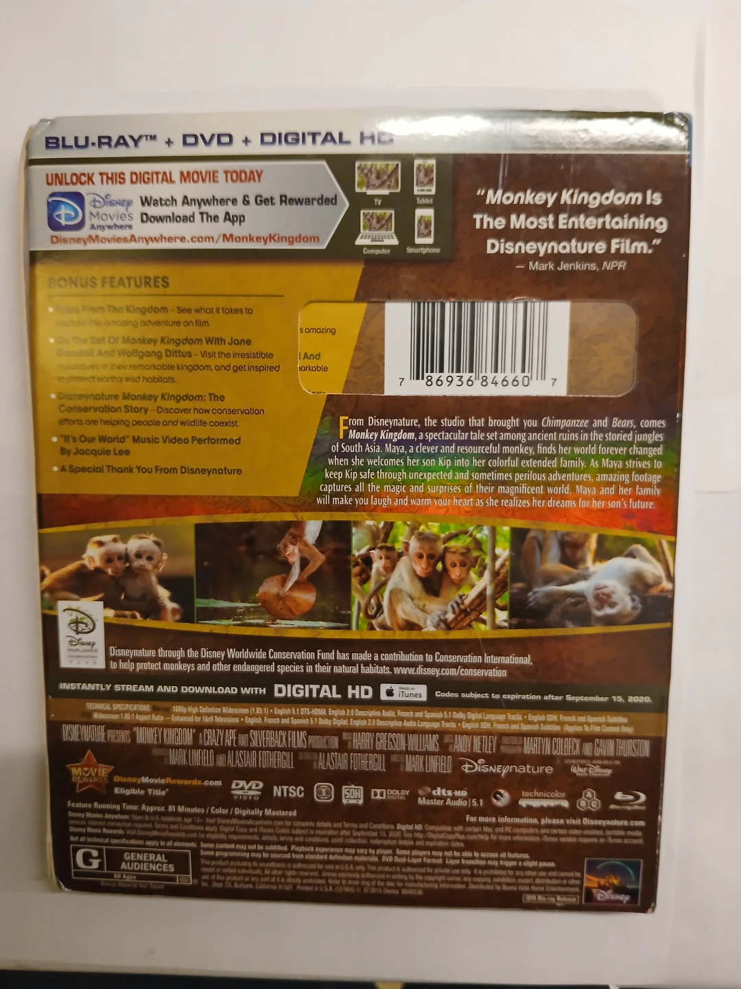 Disneynature Monkey Kingdom Blu-ray + DVD + Digital HD - photo 2