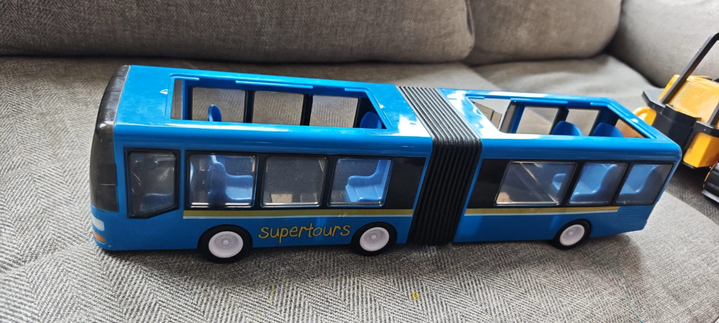 Blue articulated toy bus - photo 2