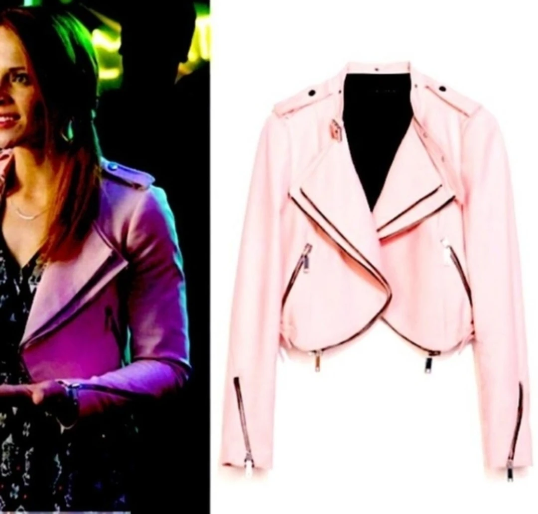 Zara Woman Pink Cropped Moto Jacket
