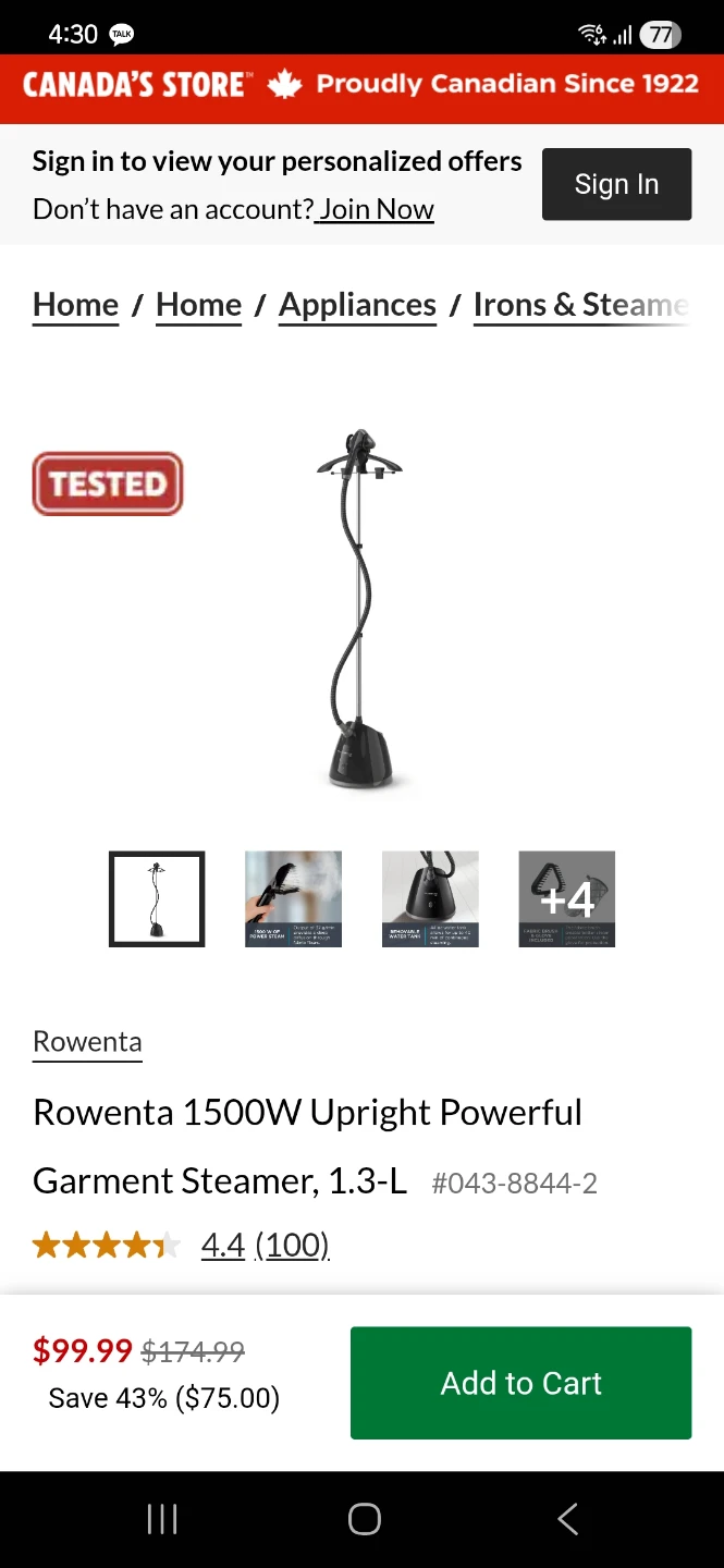 Rowenta Steamer 1.3-L