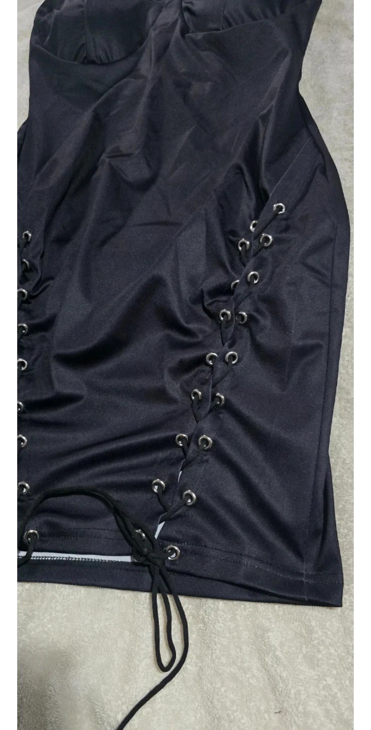 Black Lace-Up Corset Dress - photo 3