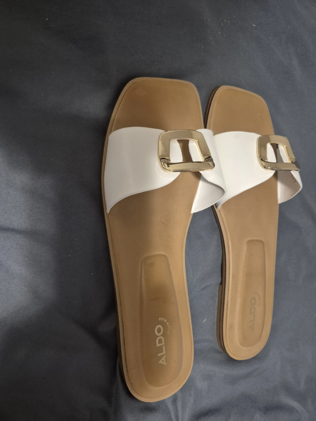 ALDO White Slide Sandals with Gold Buckle - photo 4