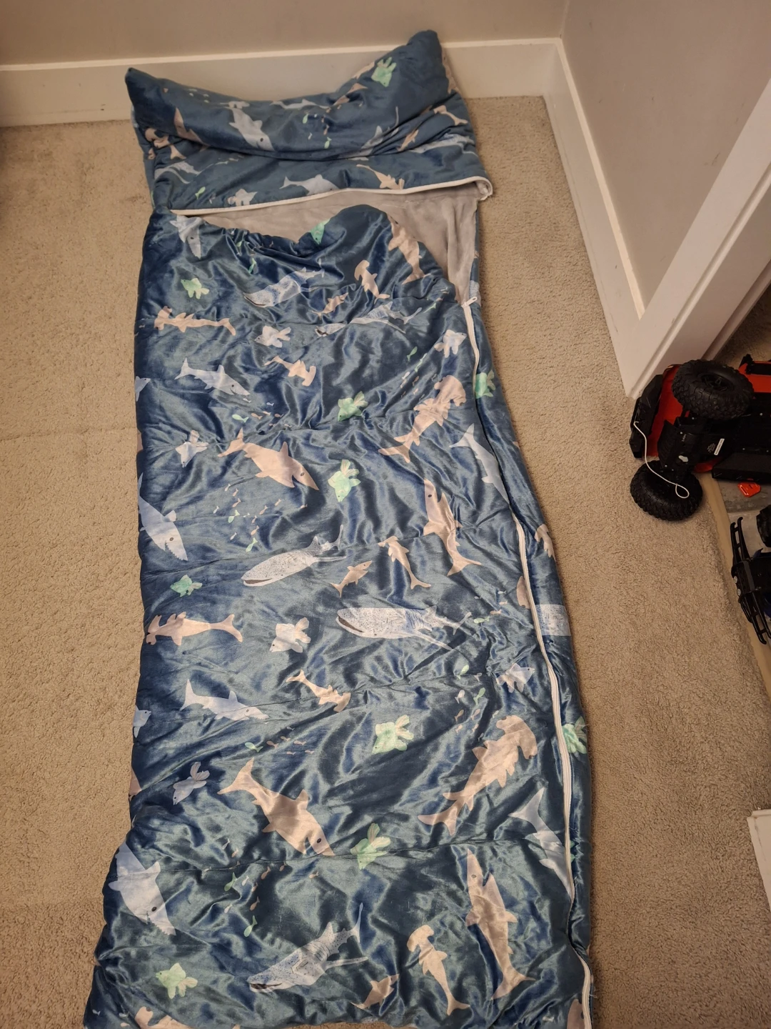 Kid's Sleeping Bag with Shark Print - photo 3