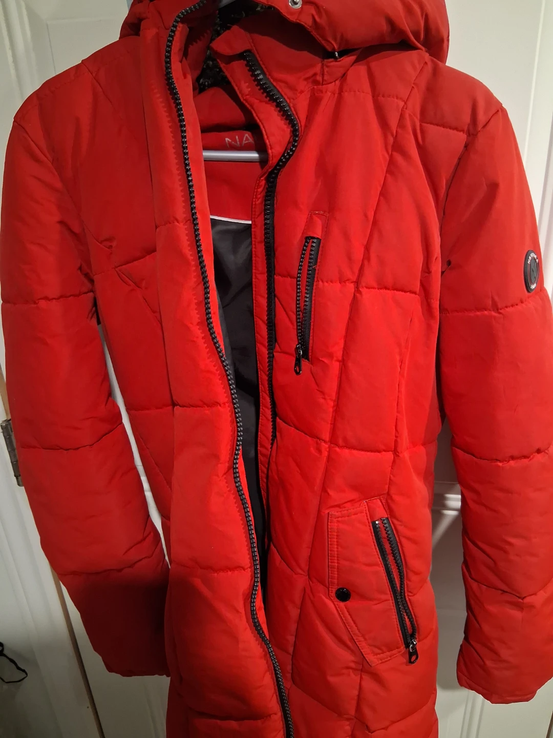 Nautica Red Puffer Jacket with Hood