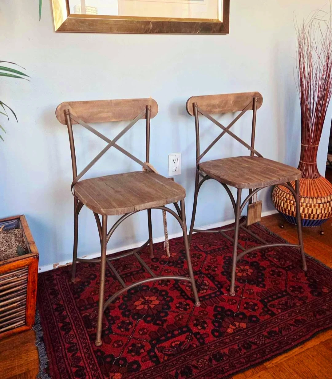 Pair Of New Reclaimed Wood Dining Chairs