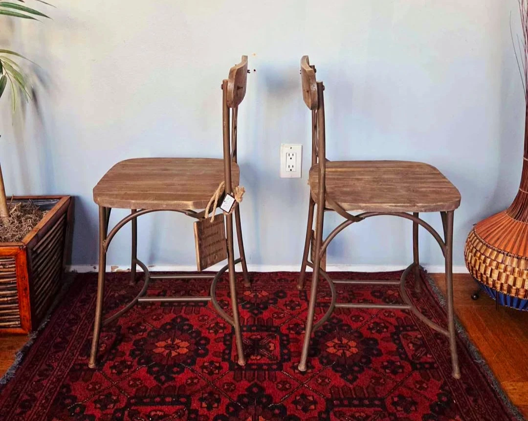 Pair Of New Reclaimed Wood Dining Chairs - photo 3