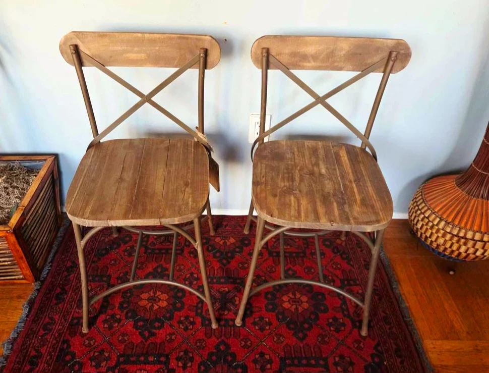 Pair Of New Reclaimed Wood Dining Chairs - photo 4