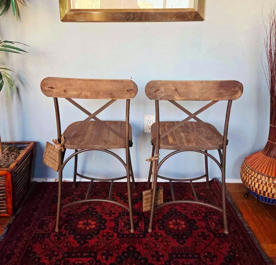 Pair Of New Reclaimed Wood Dining Chairs - photo 5