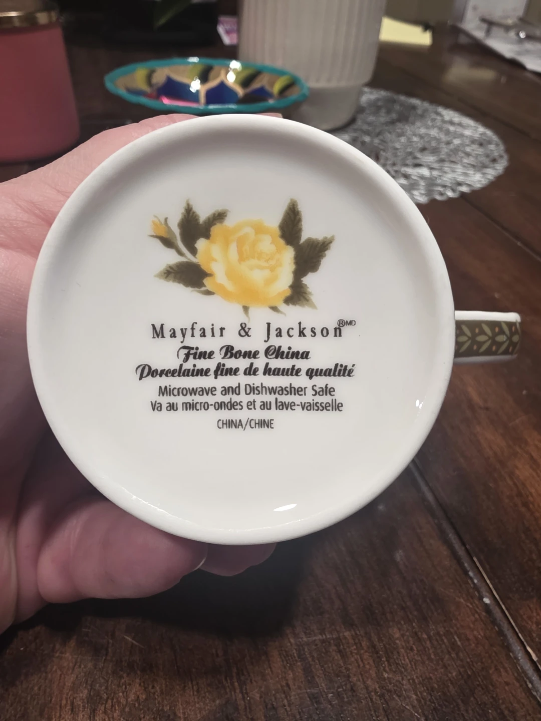 Mayfair & Jackson Fine Bone China Mug - Yellow Roses