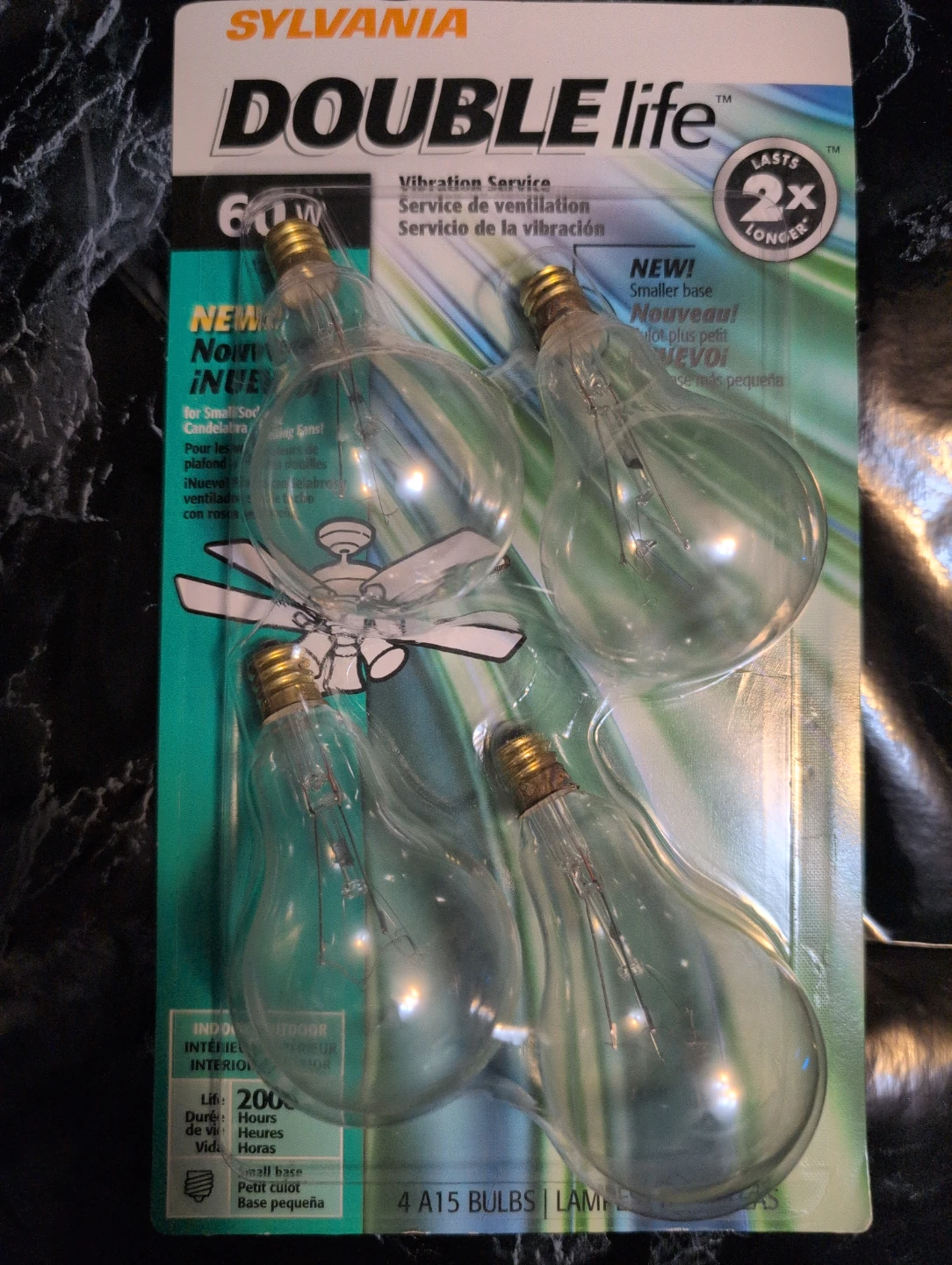 Sylvania Double Life Ceiling Fan Light Bulbs - 60W (4 Pack)