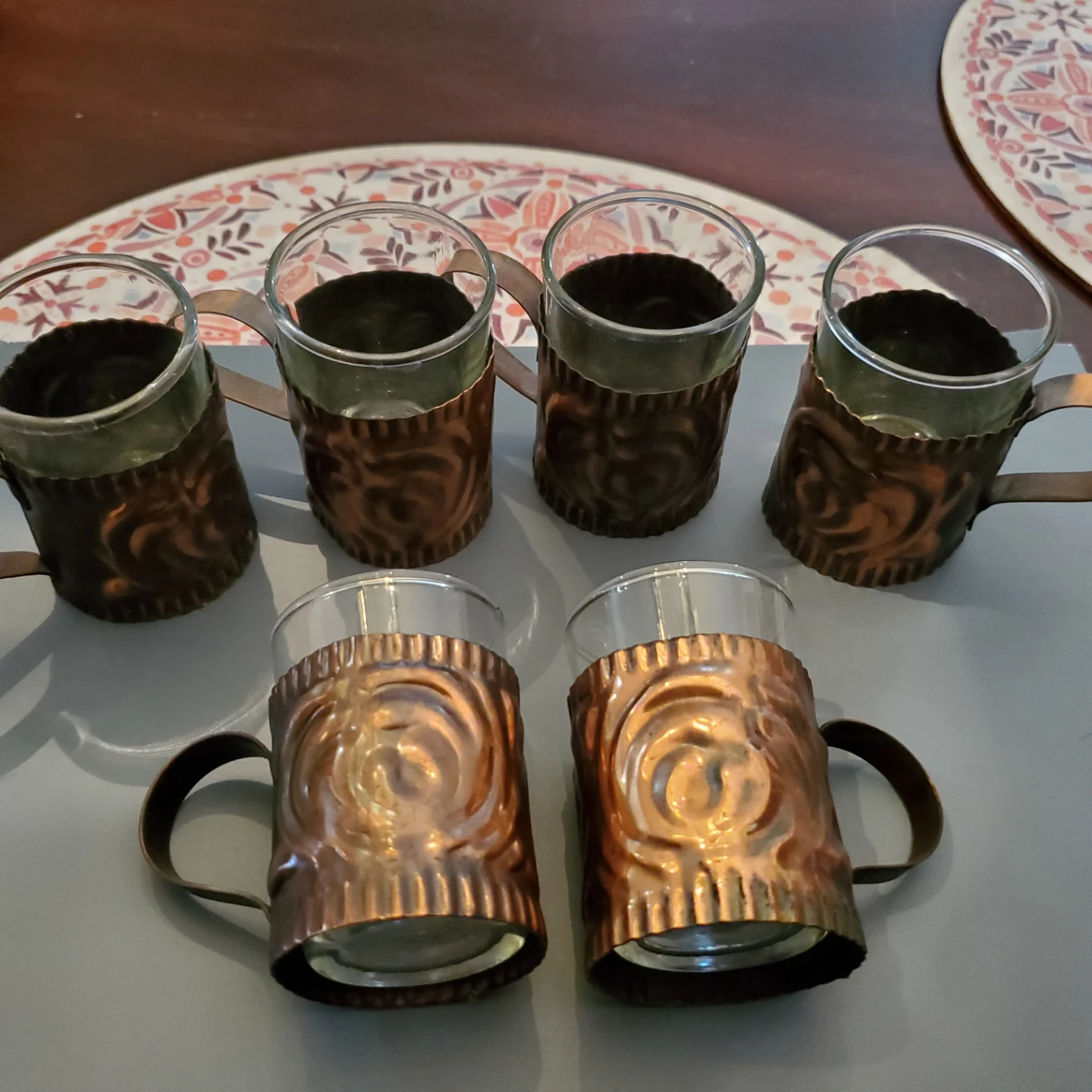 1950's Pure Copper Shooter Glass Holders With Glasses - photo 4