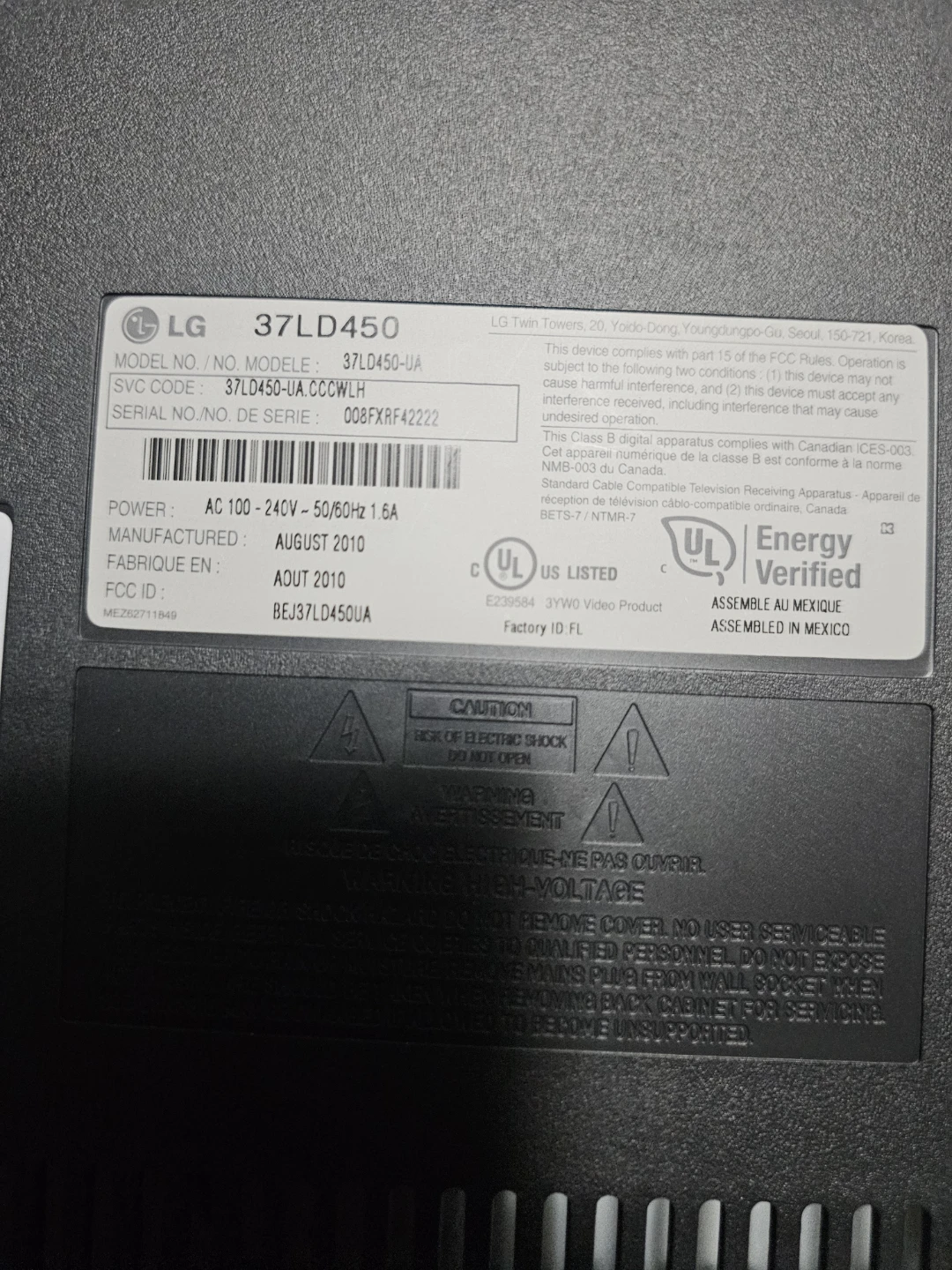 LG 37LD450 37" LCD TV - photo 5