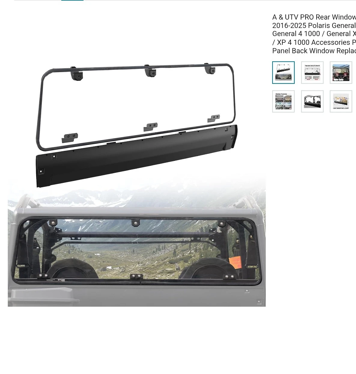 A & UTV PRO Rear Window for Polaris General 2016-2025