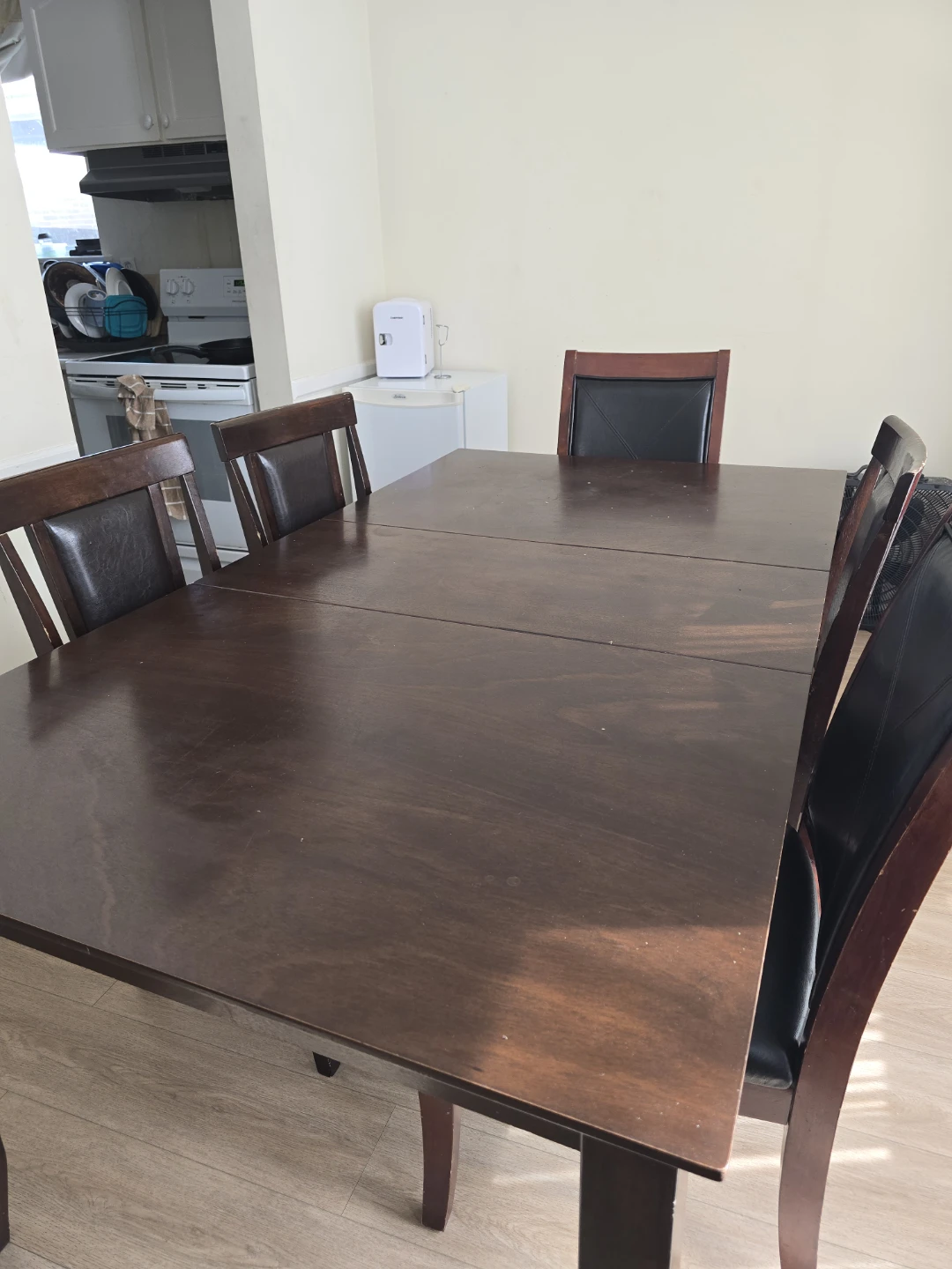 Dark Wood Dining Table with 6 Chairs