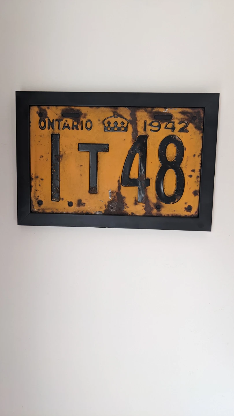 1942 Ontario IT 48 License Plate Wall Art