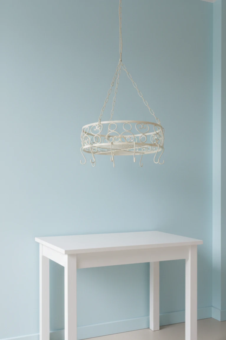White Hanging Pot Rack with Utensils - photo 2