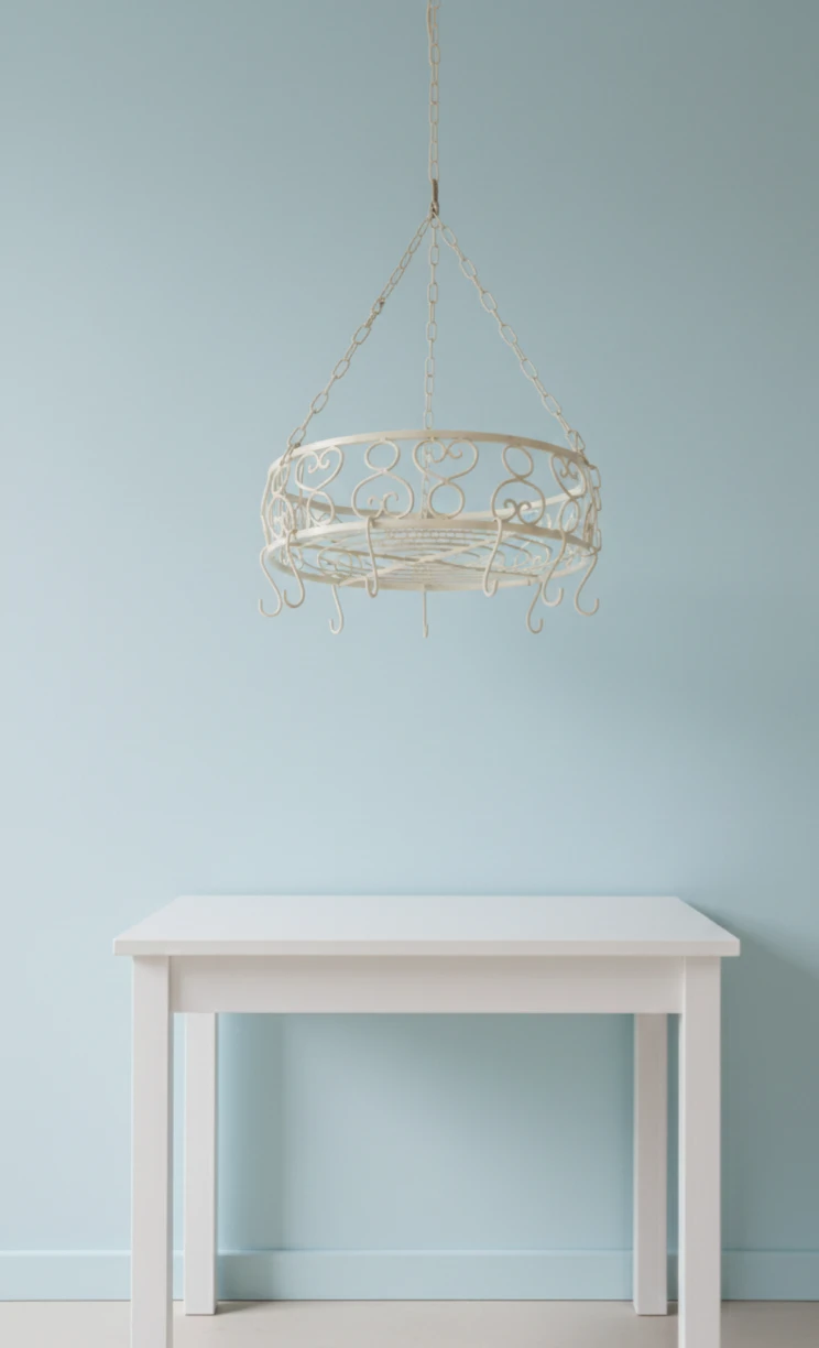 White Hanging Pot Rack with Utensils - photo 3