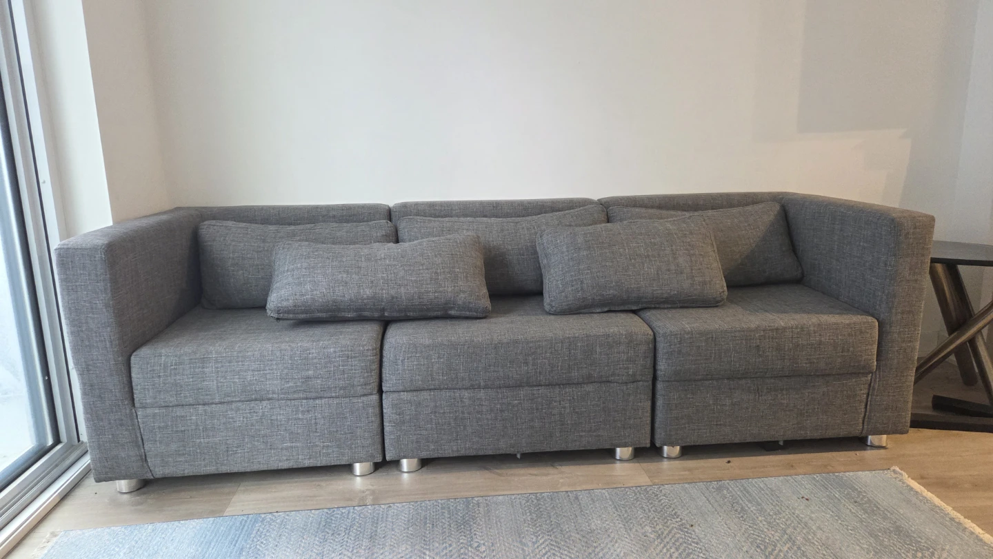 Grey Sectional Sofa with Ottoman