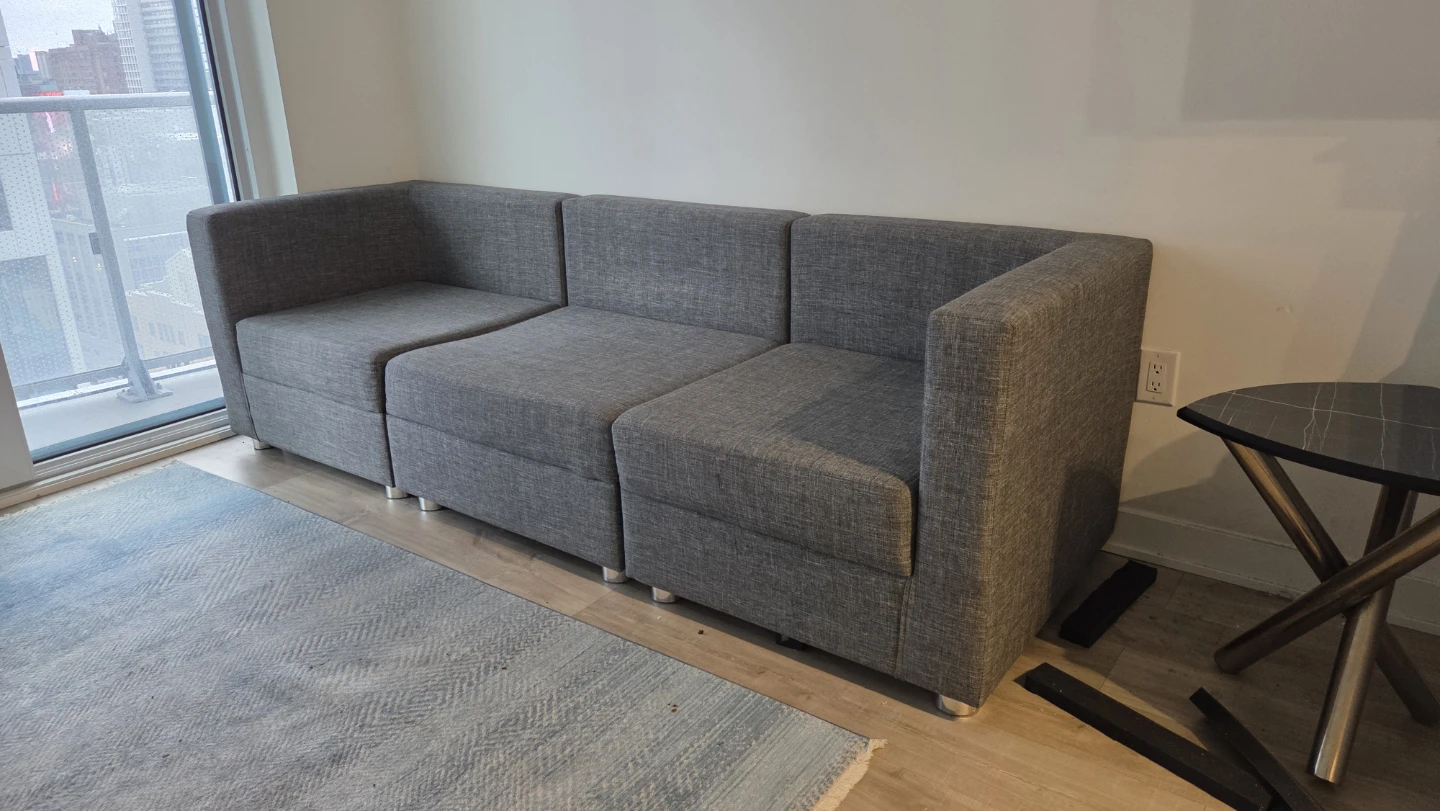Grey Sectional Sofa with Ottoman - photo 2