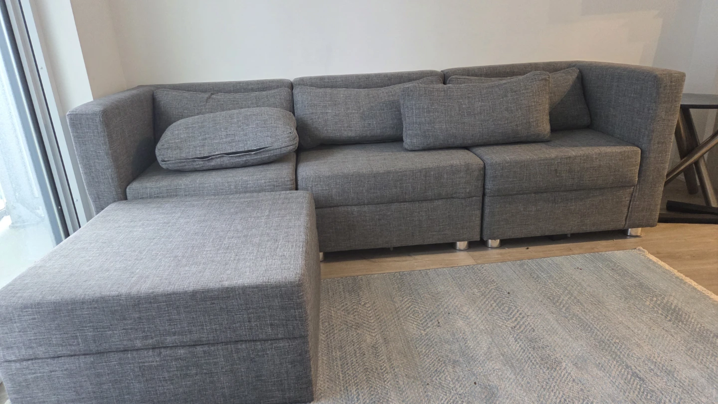 Grey Sectional Sofa with Ottoman - photo 3