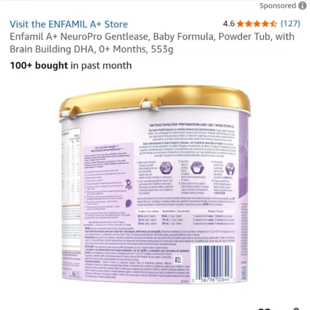 Enfamil A+ NeuroPro Gentlease Baby Formula Powder Tub 553g - photo 3