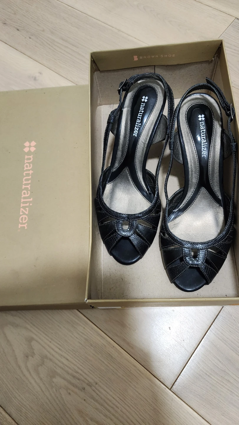 Naturalizer Black Peep-Toe Slingback Heels - Size 6.5 - photo 3