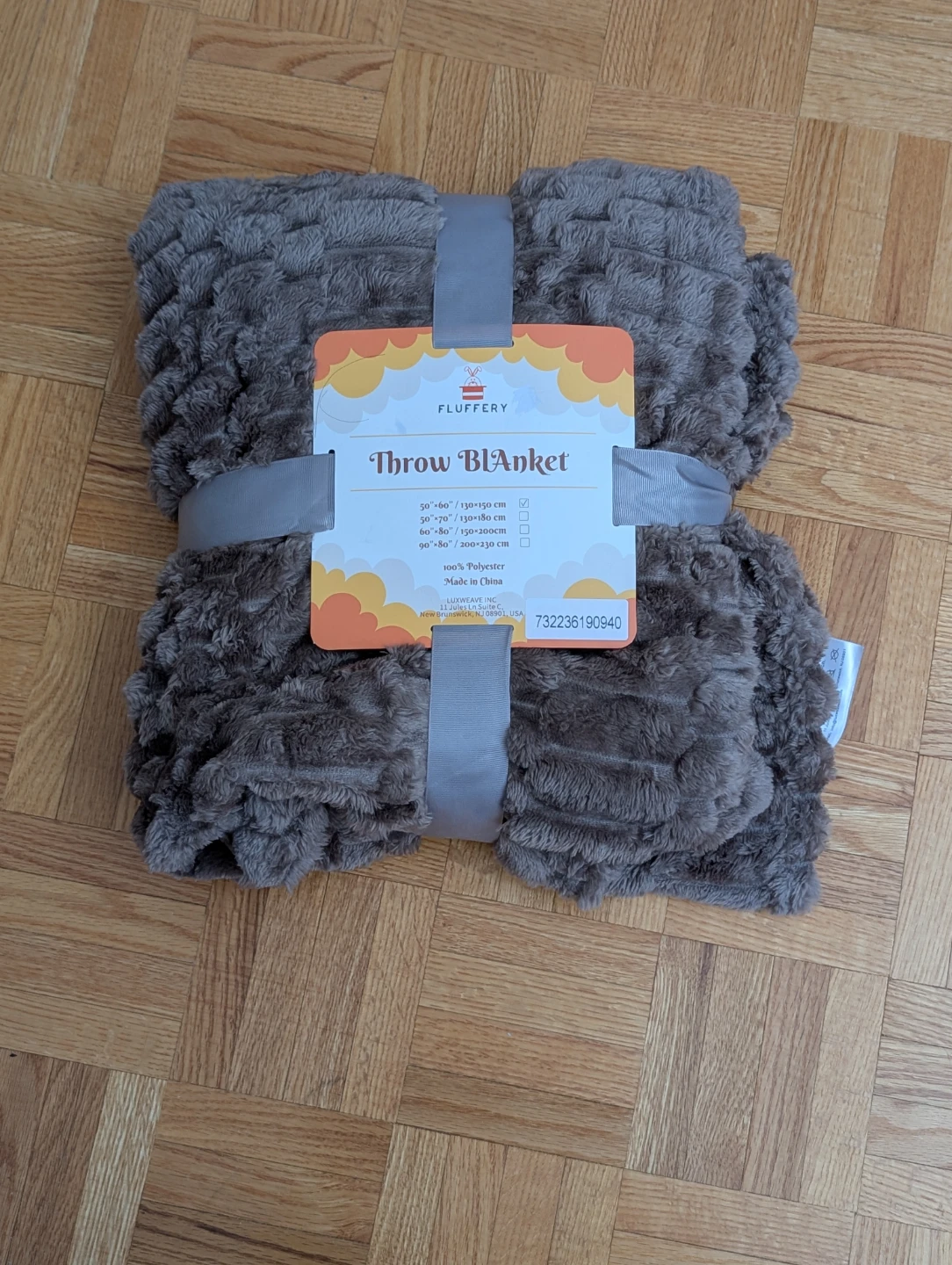 Fluffery Grey Faux Fur Throw Blanket