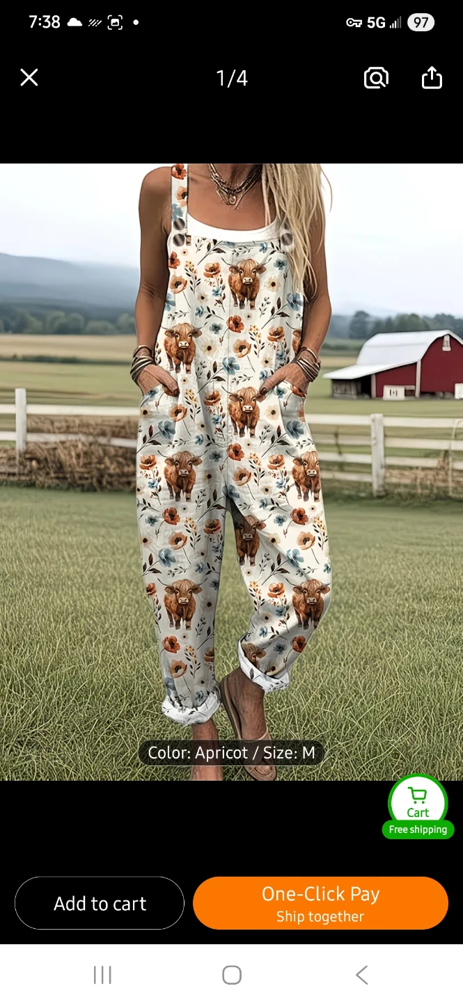NEW Highland Cow Print Overalls Jumpsuit 🐮