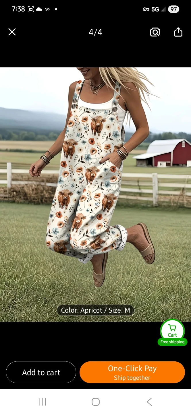 NEW Highland Cow Print Overalls Jumpsuit 🐮 - photo 4
