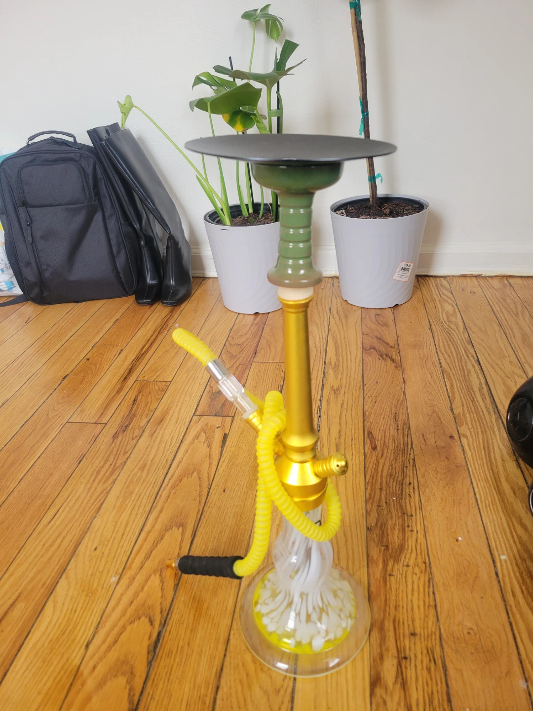 Yellow Hookah Pipe with Green Accent
